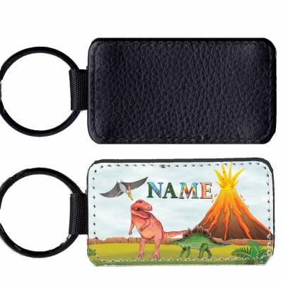 Kunstleder Schlüsselanhänger mit Name/ Dino / personalisierbar / Dinosaurier / T-Rex