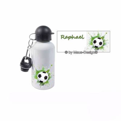 Aluminium Trinkflasche Motiv Fußball mit Name / personalisierbar / 500ml