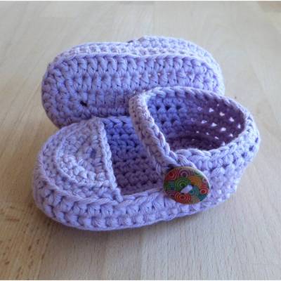 Babyschuhe, Ballerinas, gehäkelt, 8,5 cm, Farbwahl, Biobaumwolle, Handarbeit 