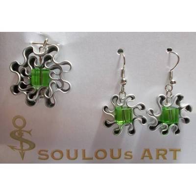 Set An-u.Ohrhänger  ♥ SET Blüte ♥ grün Perle Nespresso - Kapsel Schmuck upcycling