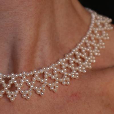 Brautschmuck,  feines Süßwasserperlencollier