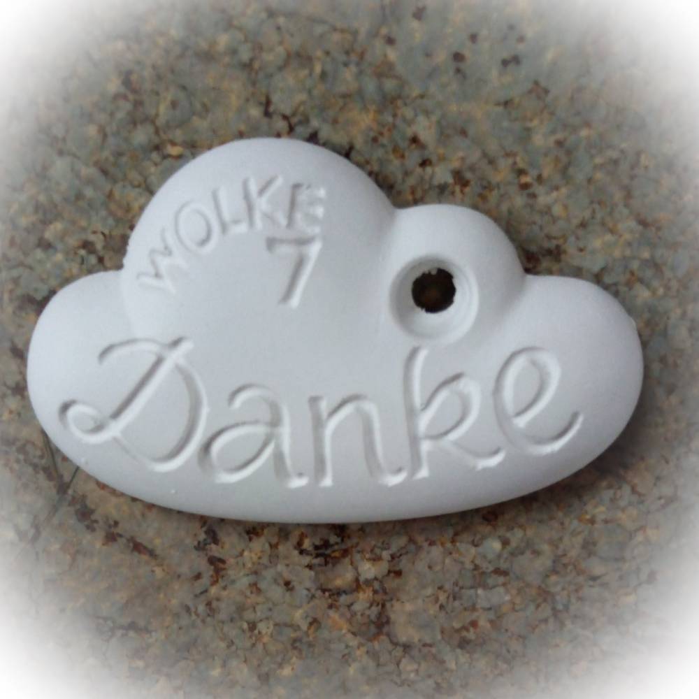 Wolke 7 Danke - Geschenkanhänger aus hochwertigem Stuckgips zum selber