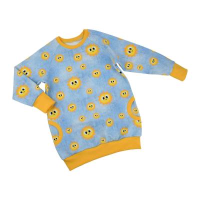 Longpullover Sweatkleid Baby Mädchen "Sonnenschein" Denim Look mit Halbmond-Taschen Geschenk Ostern
