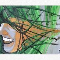 Handgemaltes, abstraktes Wandbild | Acrylbild | original Einzelstück | 90x60 cm | Titel „Hope“ | gold grün grau