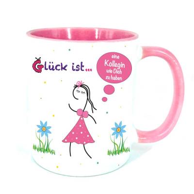 Tasse für Kollegin – Personalisiertes Geschenk mit Spruch: Glück ist eine Kollegin wie Dich zu haben