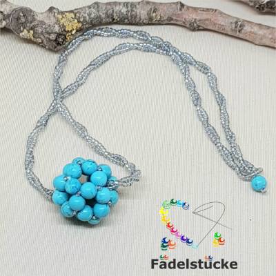 Halskette Kugel aus Türkisperlen an passender Kette | 45cm | metallfrei | Geschenk