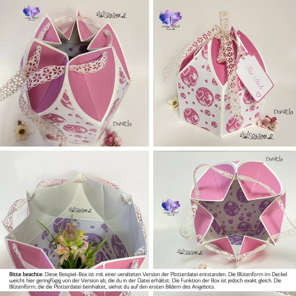 Plotterdatei Valentins-Bundle, Blüten-Geschenkbox, Verpackung Stiftehalter, Box zum Verschenken, Stift für Liebesbriefe Bild 10