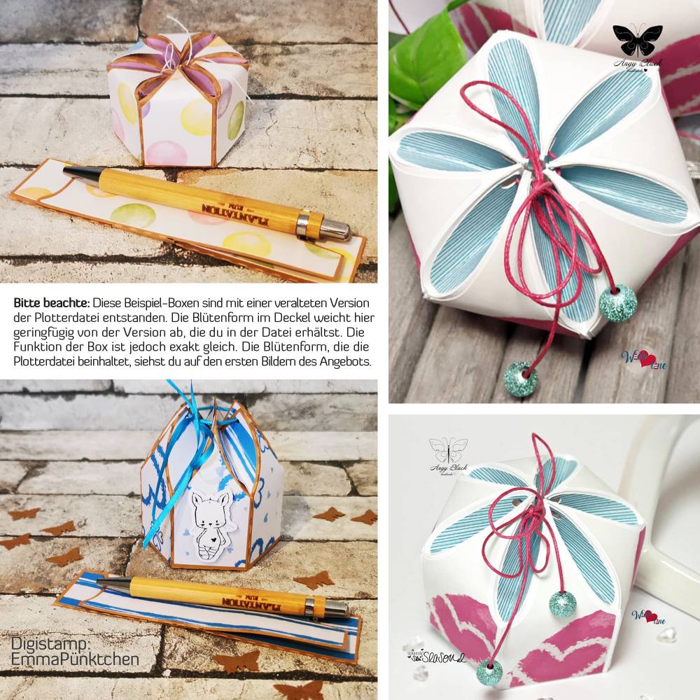 Plotterdatei Valentins-Bundle, Blüten-Geschenkbox, Verpackung Stiftehalter, Box zum Verschenken, Stift für Liebesbriefe Bild 8