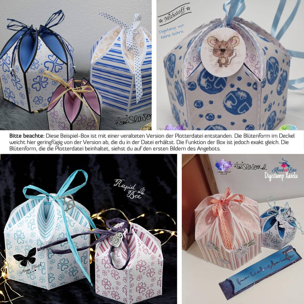 Plotterdatei Valentins-Bundle, Blüten-Geschenkbox, Verpackung Stiftehalter, Box zum Verschenken, Stift für Liebesbriefe Bild 9