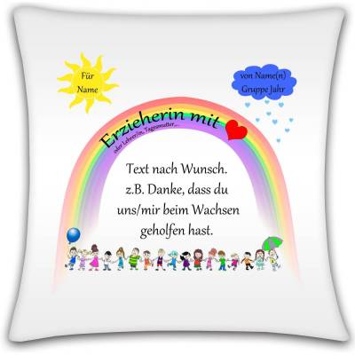 Kissen Erzieher/in, Lehrer/in, Tagesmutter. mit Herz / Kissenbezug mit Füllung / 8 versch.Bezüge / Text person