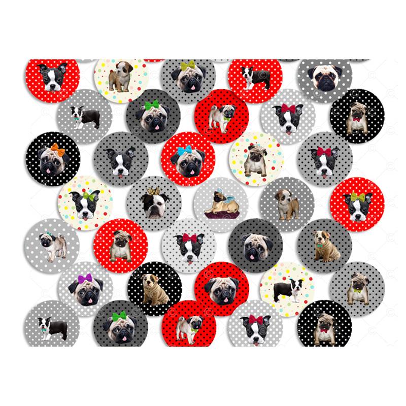BULLDOGGEN MÖPSE 30 Cabochonvorlagen Cabochon Vorlagen digital Download Buttonvorlagen Bilder für Schmuck Cabochon Bild 2