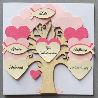 Geldgeschenk zur Konfirmation, Karte zur Konfirmation Mädchen,Geschenk Konfirmation Mädchen, Klappkarte, personalisiert