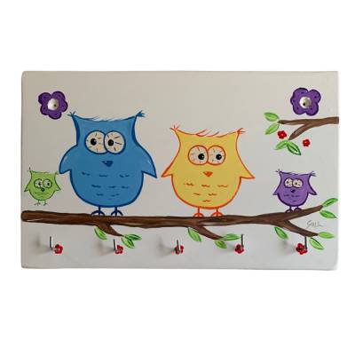 Schlüsselbrett Schlüsselboard "bunte Eulen"