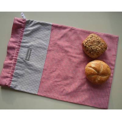 Brotbeutel *speciale* Baumwolle rot-kariert/ "sottile" mit Kordel von friess-design 
