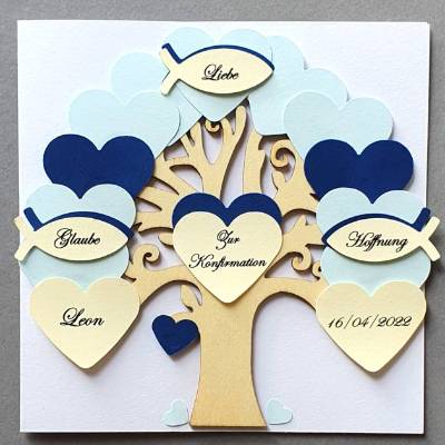 Geldgeschenk zur Konfirmation, Karte zur Konfirmation Junge,Geschenk Konfirmation Junge, Klappkarte, personalisiert