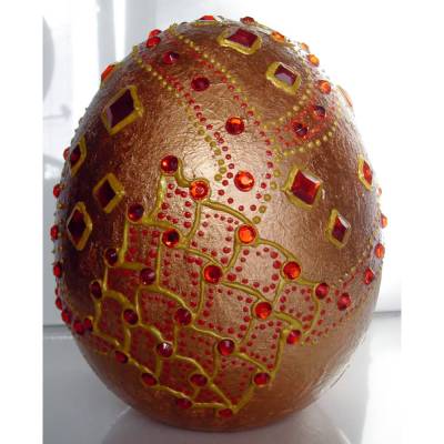 Dekoei KUPFERFEUER Acrylmalerei auf einem Keramikei Ostergeschenk Kunst Künstler-Ei Sammlerstück Unikat