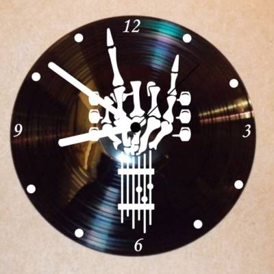 Skelett Hand Gitarre Wanduhr Schallplattenuhr Schallplatte Wanduhr Vinyl