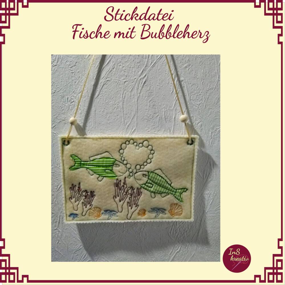 Stickdatei " Fische mit Bubbleherz" Set bestehend aus 12 Einzeldateien Bild 3