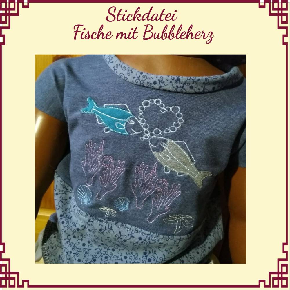 Stickdatei " Fische mit Bubbleherz" Set bestehend aus 12 Einzeldateien Bild 6