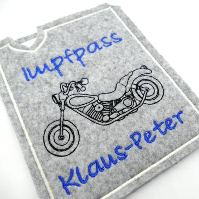 Wunderschöne, stabile Impfpasshülle _ Reisepasshülle - Heimtierausweis - Motorrad - individualisiert deinem Wunschnamen