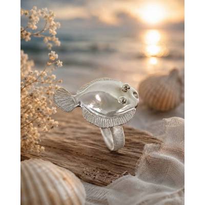 Goldschmiede Silberring "Scholle" 925er Sterling Silber, Ostsee, Nordsee, Maritim, Ring Fisch, Ring