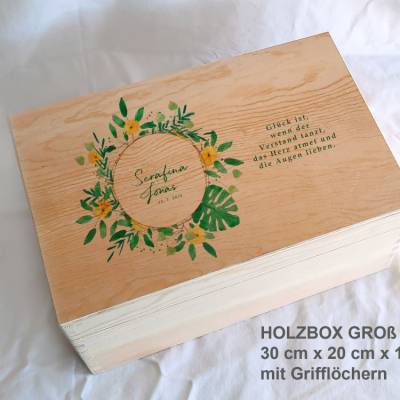 Erinnerungsbox Greenery Hochzeit Familie Freunde Farn aus Holz