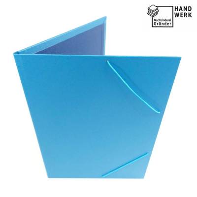 Mappe A4, laguneblau hellblau, Eckspannermappe, Sammelmappe, handgefertigt
