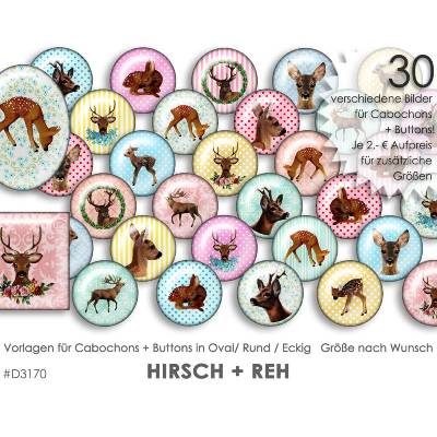 HIRSCH + REH Muster 30 Cabochonvorlagen Cabochon Vorlagen digital Download Buttonvorlagen Schmuckbilder Button