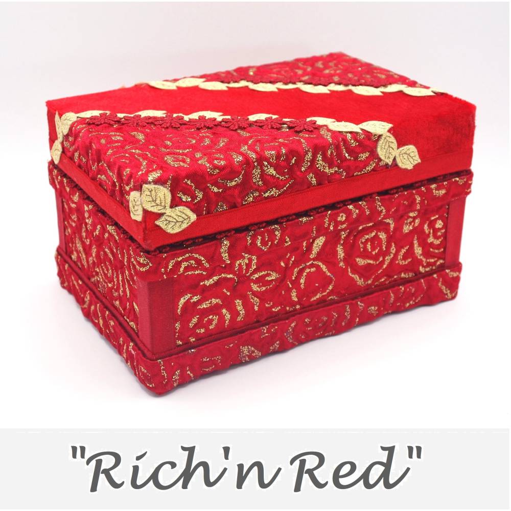 edler schmuckkasten rot gold holz stoffbezogen schmuckbox mit deckel schmuckaufbewahrung edle schmuckschatulle schmuckkä