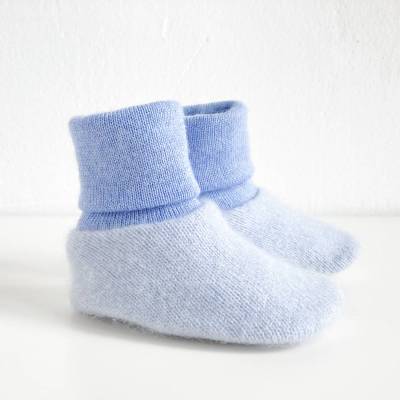 Babyschuhe Neugeborenenschuhe Kaschmir Merinowolle hellblau Upcycling