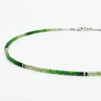 Edelstein-Kette, fantastischer Smaragd mit Silber