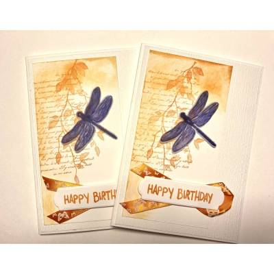 ♡ 3D Geburtstagskarte ♡ mit Libelle Orange/ Blau Handgefertigt mit Stampin'Up! Unikat