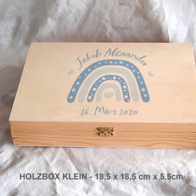 Erinnerungsbox Taufe Baby Regenbogen modern aus Holz