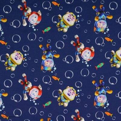 PAW PATROL Baumwolle Hundehelden Unterwasserwelt dunkelblau  Oeko-Tex Standard 100 (1m/12,-€ )