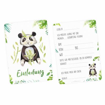 10 Einladungskarten Panda Dschungel Indianer inkl. 10 transparenten Briefumschlägen Kindergeburtstag Mädchen Jun