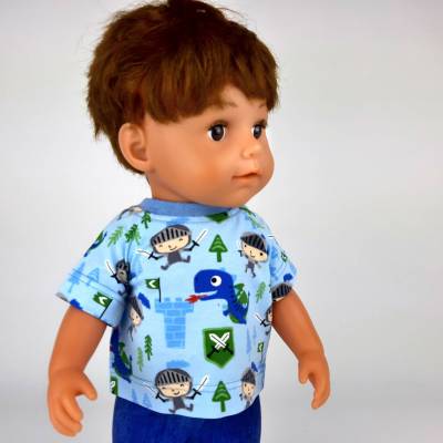 Ritter und Drachen, Puppenkleidung, Puppenshirt, T-Shirt für Puppen Gr. 40-43 cm