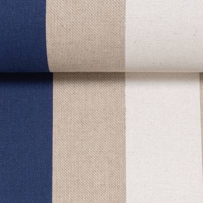 Deko Druck Leinenoptik Emilia Leinenoptik  breite Streifen beige/blau (1m /11,00€)