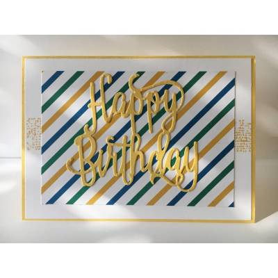 Glückwunschkarte zum Geburtstag mit Grusstext in Handarbeit gefertigt aus Karton  UNIKAT