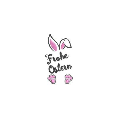 Stickdatei Hase  Frohe Ostern  Split Design 10x10 Rahmen Clipart Cartoon Maschinenstickerei  Split Design Rahmen