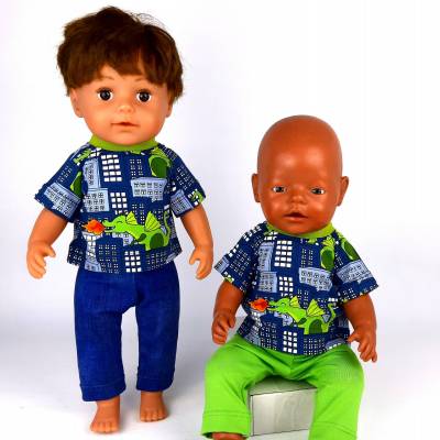 Drache in der City, T-Shirt für Puppen Gr. 40-43 cm