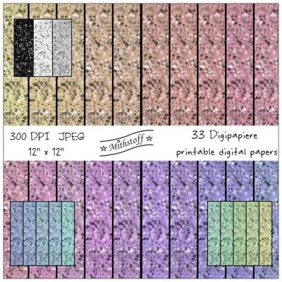 33 x Digital Paper - Digipapier -  Kleckse - jpeg - 12 Zoll - 300 DPI
