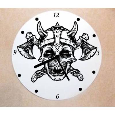 Wikinger Schädel Wanduhr Schallplattenuhr Schallplatte Wanduhr Vinyl