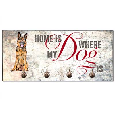 Hundegarderobe HOME IS WHERE MY DOG IS mit Schäferhund