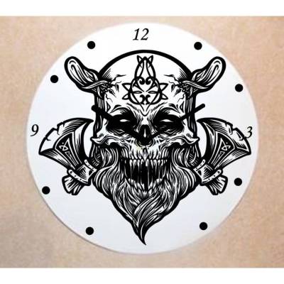 Wikinger Schädel 2 Wanduhr Schallplattenuhr Schallplatte Wanduhr Vinyl