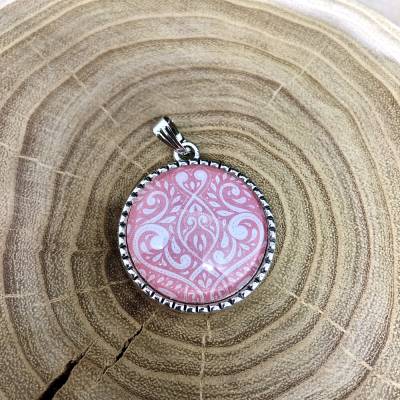 Cabochon Kettenanhänger rosa Ornamente