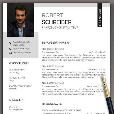 Lebenslauf Vorlage, Professionelle Bewerbungsvorlage Word & Pages