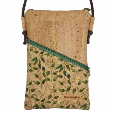 Umhängetäschchen Kork natur Handytasche zum Umhängen ca. 19 x 12 cm Kleine Tasche Farb- und Musterauswahl