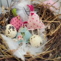 Hühner, Osterdeko, 3er-Set in rosa-blau