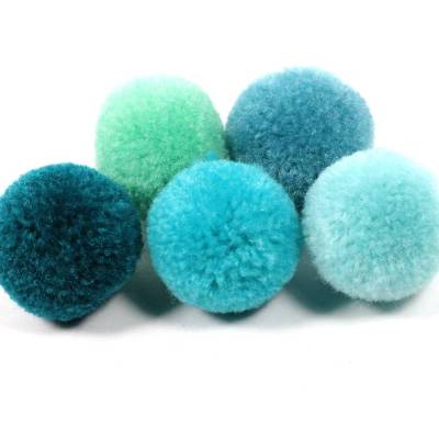 Pompoms, Türkis-Mix, 20mm, 5 Stück