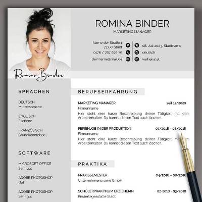 Lebenslauf Vorlage, Professionelle Bewerbungsvorlage Word & Pages